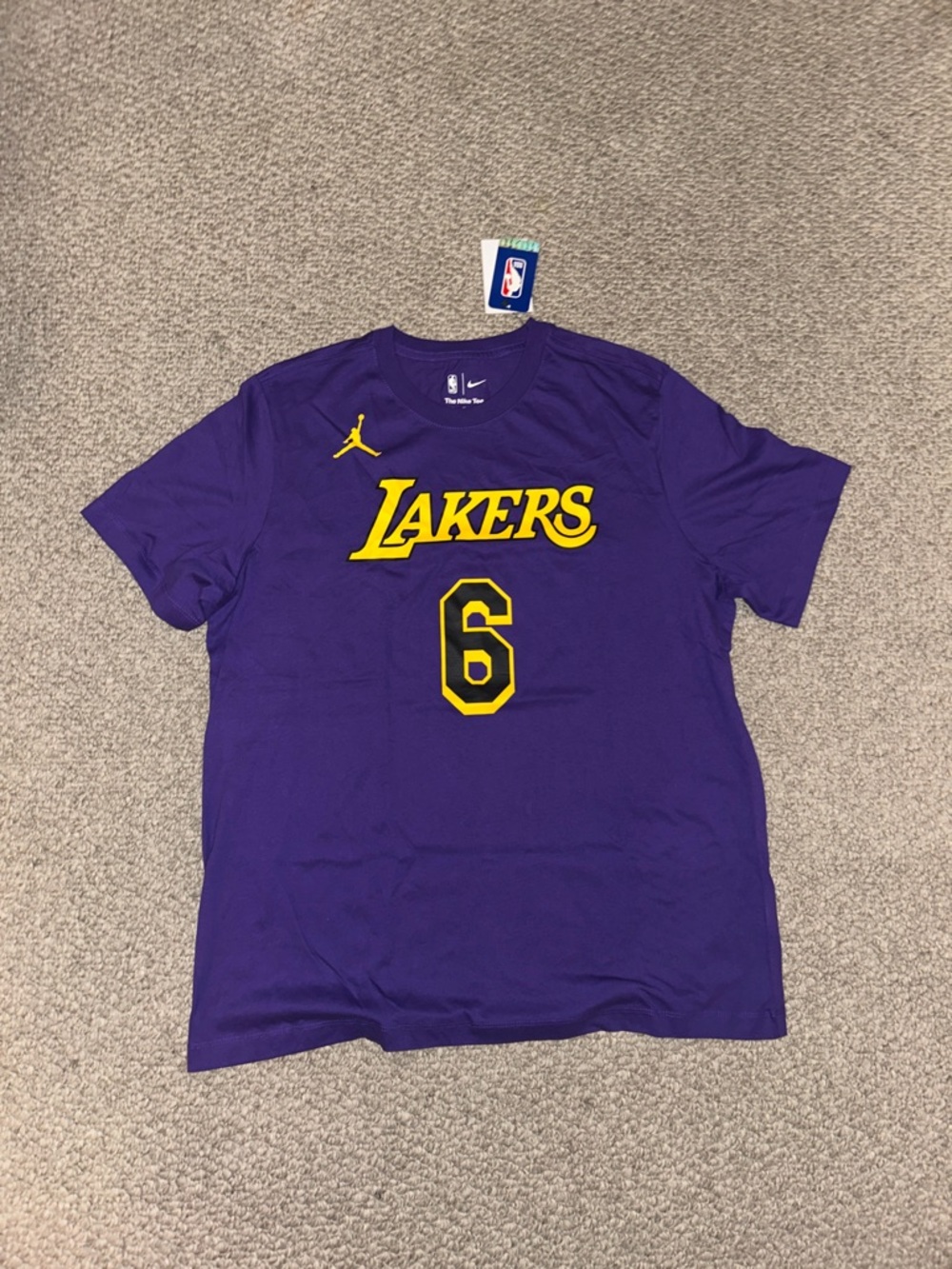 Jordan Lakers Lebron James Purple and Yellow #6 Tee